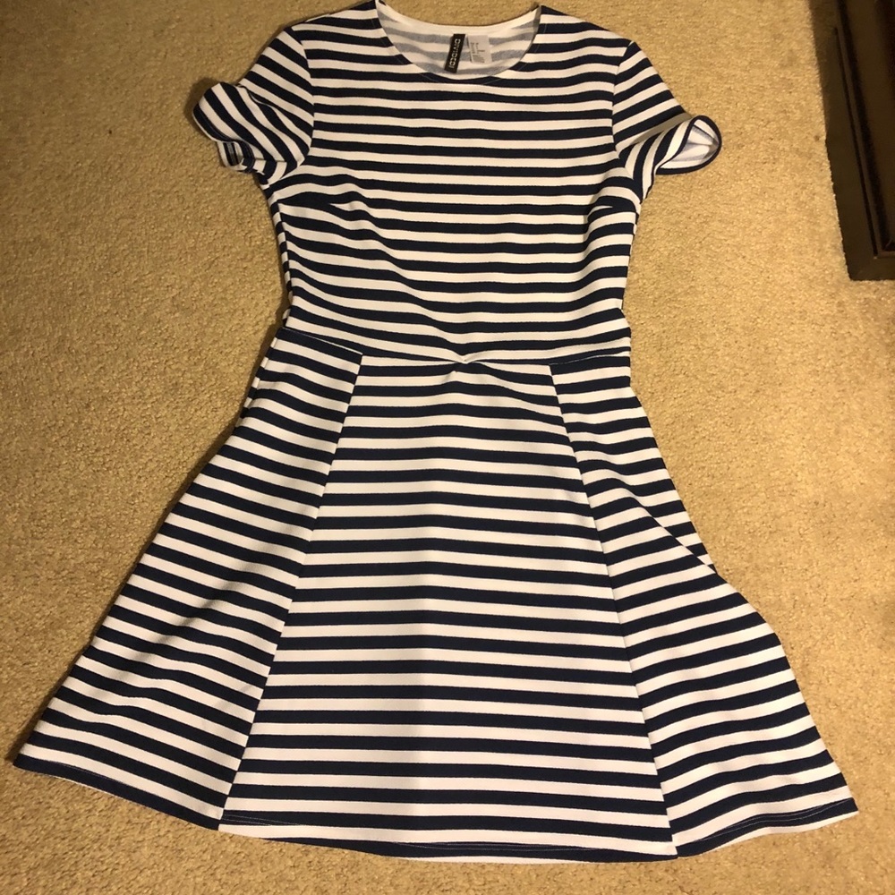 fit and flare striped dress